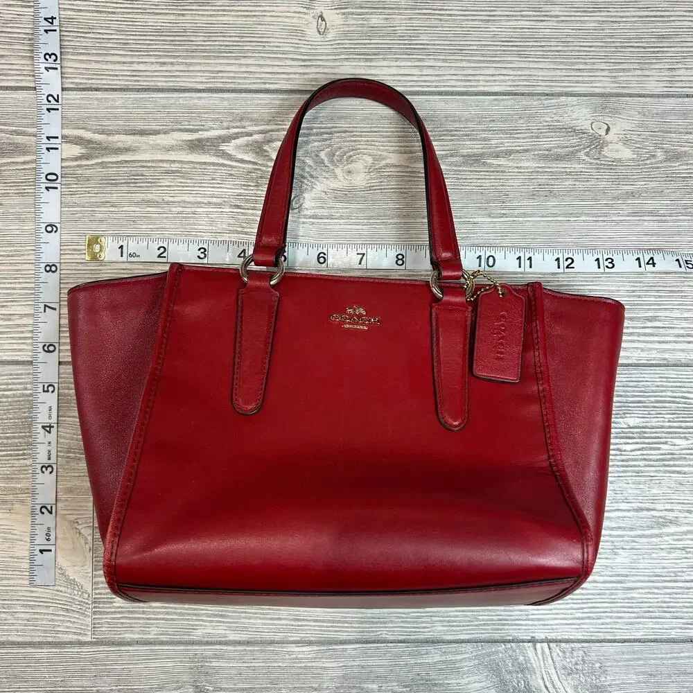 Coach Mini Crosby Carryall Red Pebble Leather Bag NWT - Picture 4 of 9